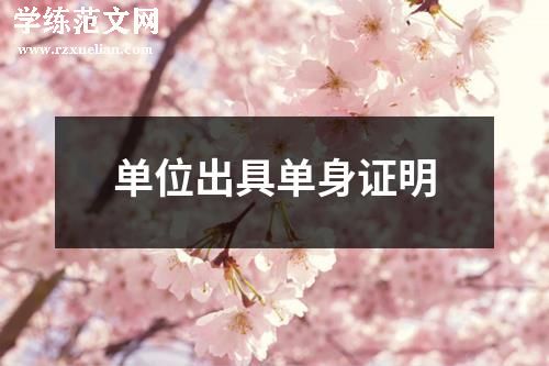 单位出具单身证明